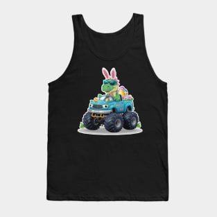 Happy Easter Monster Truck - funny dinsoaur trucker Tank Top